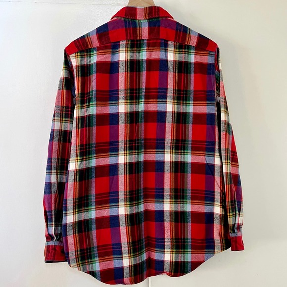 VTG Polo Ralph Lauren Men's M Red Plaid Heavy Flannel Shirt Work Skiing Hiking - Picture 8 of 12